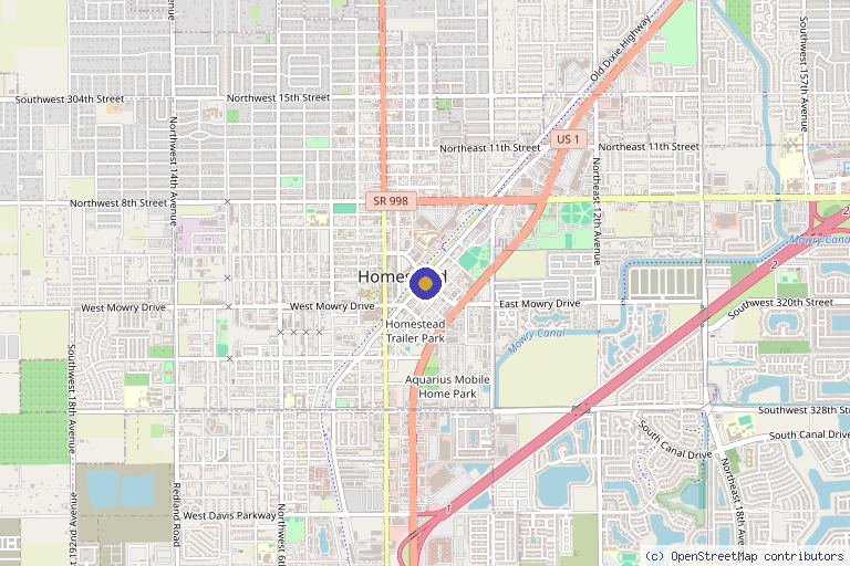 Map showing the location of Affiliated Healthcare Centers, Inc. in Homestead, FL