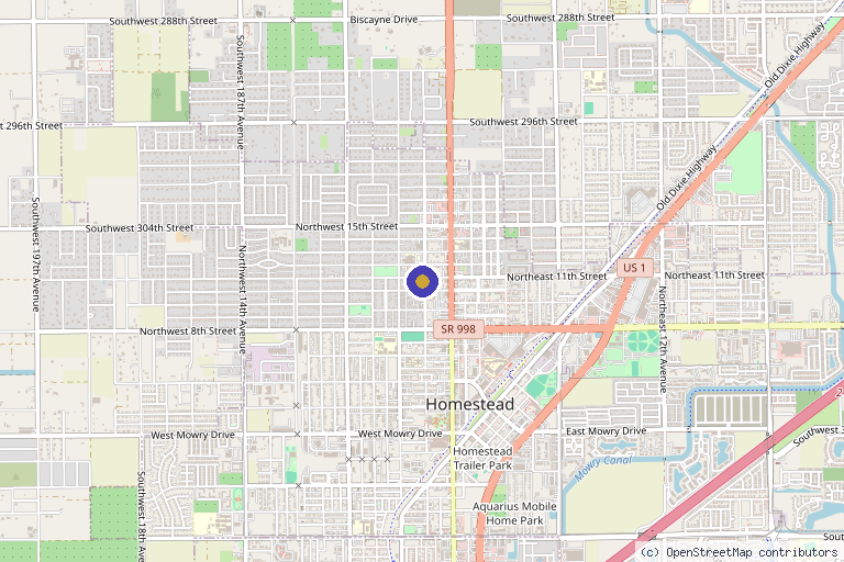 Map showing the location of South Florida Multispecialty Medical Group - Homestead in Homestead, FL