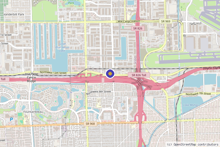 Map showing the location of Live Medspa in Doral, FL