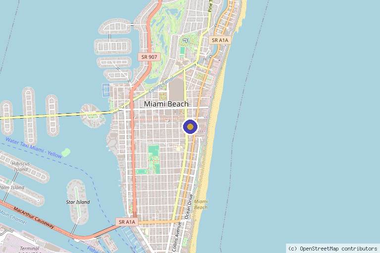 Map showing the location of REVIV Miami Beach | Mobile IV Therapy in Miami Beach, FL