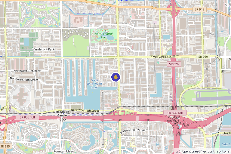 Map showing the location of Doral Medical Aesthetics in Doral, FL
