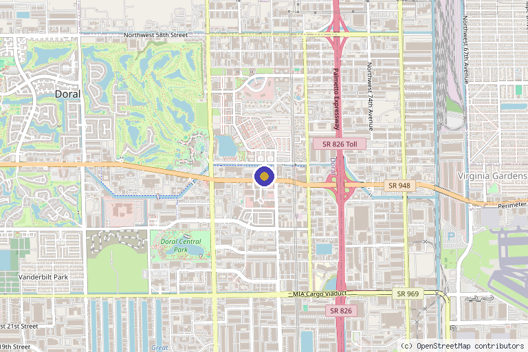 Map showing the location of Doral Cosmetic in Doral, FL
