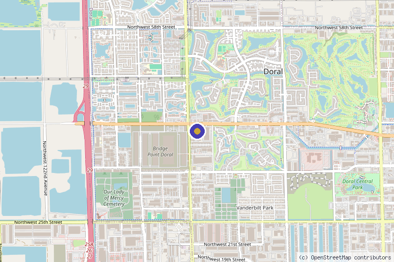 Map showing the location of Perfect B Aesthetic Medicine in Doral, FL