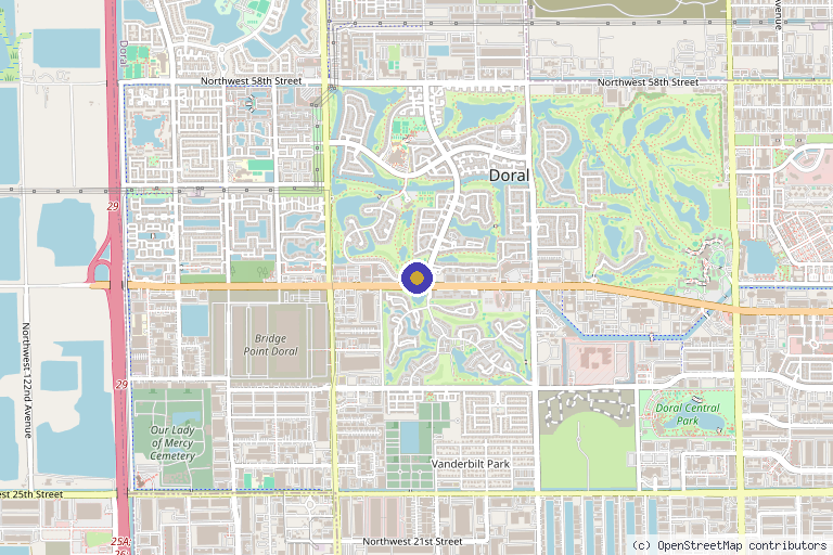 Map showing the location of FaceBeauty Med Spa in Doral, FL