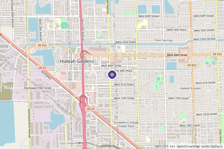 Map showing the location of MIAMI VIP MEDICAL in Hialeah, FL