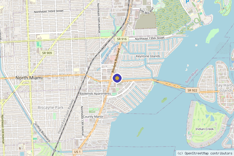 Map showing the location of Bal Harbour Wellness in North Miami, FL