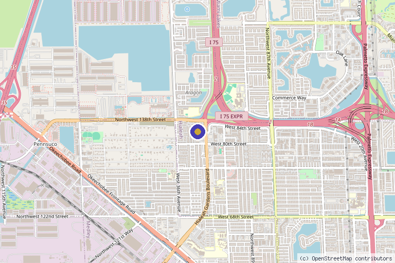 Map showing the location of GRC General Prevention in Hialeah, FL