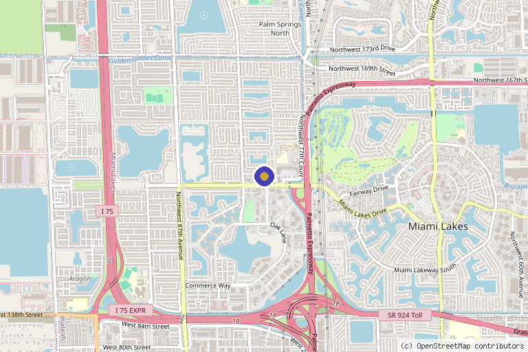 Map showing the location of Miami Lakes Med Spa in Miami Lakes, FL