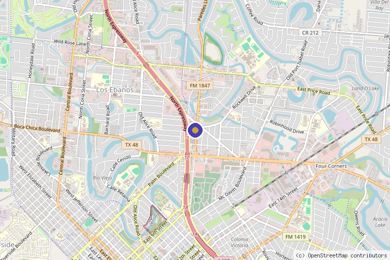 Map showing the location of Isabella Medical Beauty in Brownsville, TX