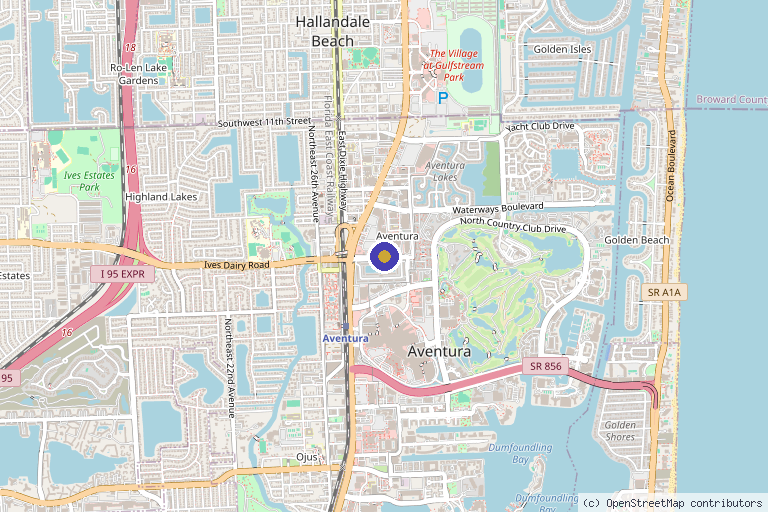 Map showing the location of Essence Med Spa and Wellness Center in Aventura, FL