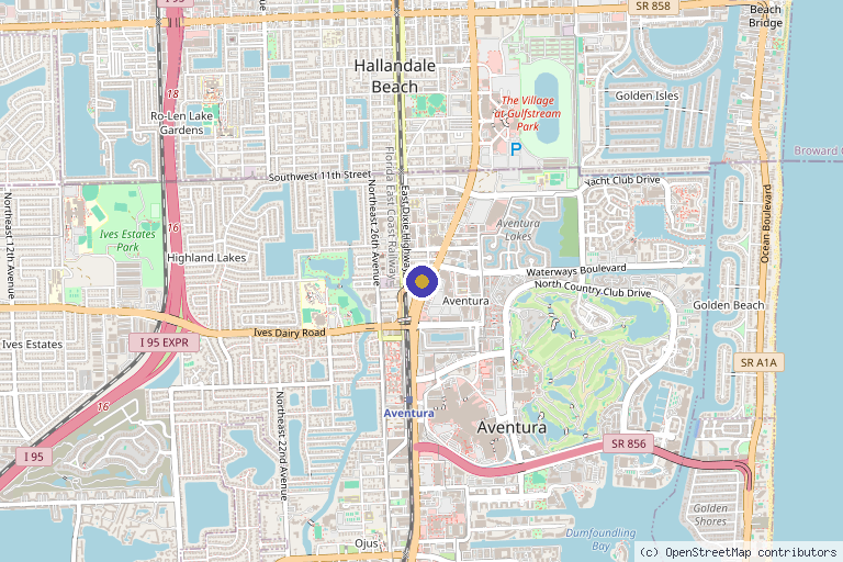Map showing the location of Loveland Med Spa in Aventura, FL