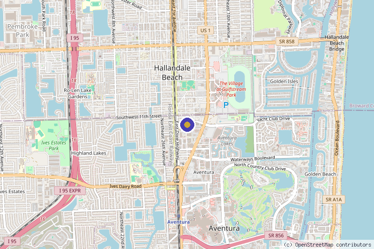Map showing the location of Unique Clinic in Aventura, FL