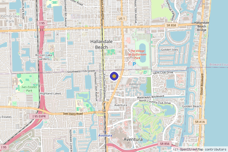 Map showing the location of Glamour Medical Aesthetics in Miami, FL