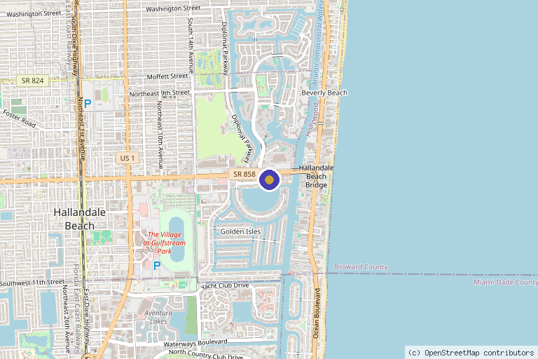 Map showing the location of VIP Aesthetic Center Best Med Spa for Botox & Fillers in Hallandale Beach, FL