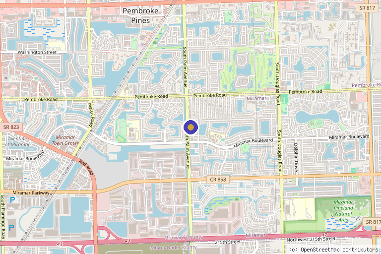 Map showing the location of Bloomhaus Medspa & Wellness - Miramar in Miramar, FL