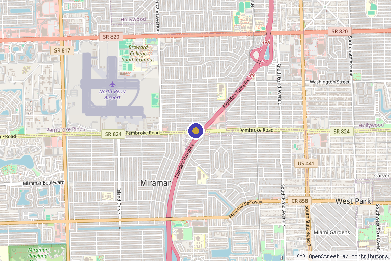 Map showing the location of Physio Healing Therapy in Pembroke Pines, FL