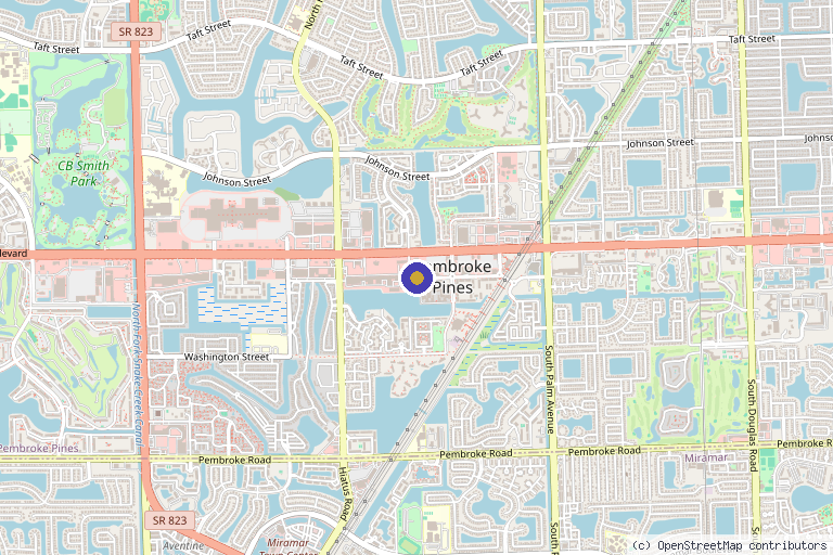 Map showing the location of TOC Sports and Regenerative Medicine in Pembroke Pines, FL