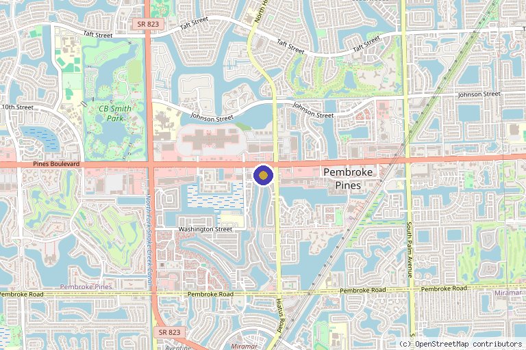 Map showing the location of Danik MedSpa & Cosmetic Surgery in Pembroke Pines, FL