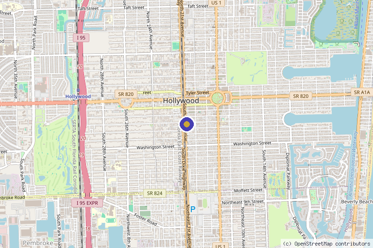 Map showing the location of EMDI Health in Hollywood, FL