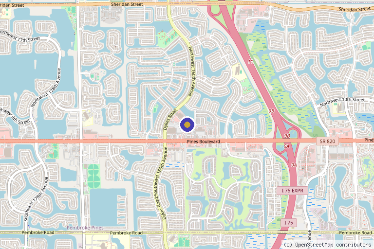 Map showing the location of Elite Anti-Aging Medical Aesthetics and Wellness in Pembroke Pines, FL