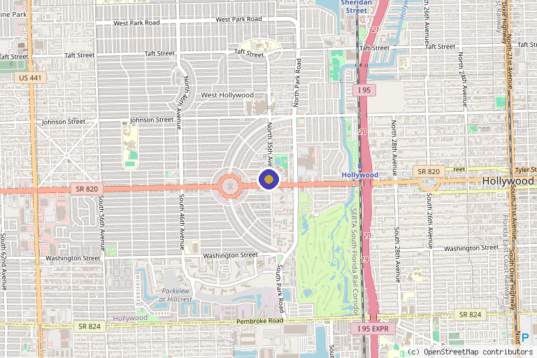 Map showing the location of Mountain Spine & Orthopedics in Hollywood, FL