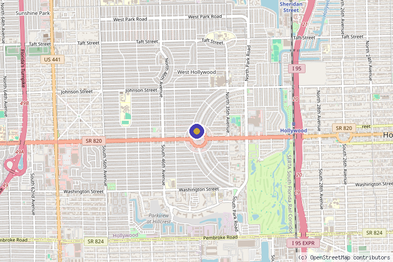 Map showing the location of Bodytech Rejuvenation Longevity Center in Hollywood, FL