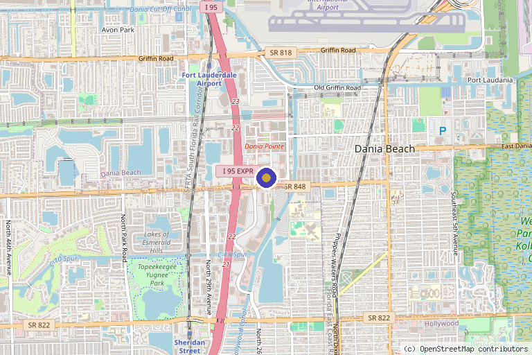 Map showing the location of Injection Lab in Dania Beach, FL
