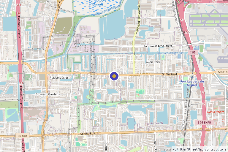 Map showing the location of YS Aesthetics in Fort Lauderdale, FL