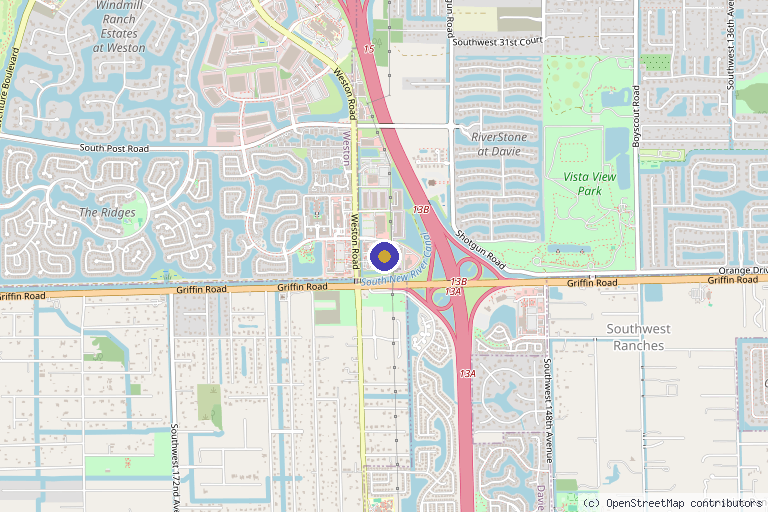 Map showing the location of Singh Medical in Weston, FL