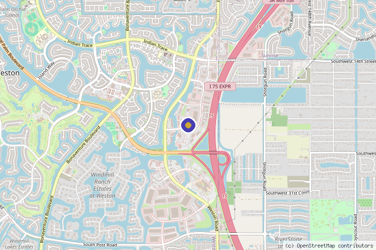 Map showing the location of Ingrid Miller Medical Spa- Weston in Weston, FL