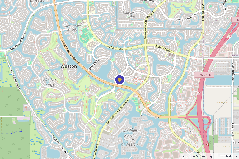 Map showing the location of Weston Psychology and Wellness Center in Weston, FL