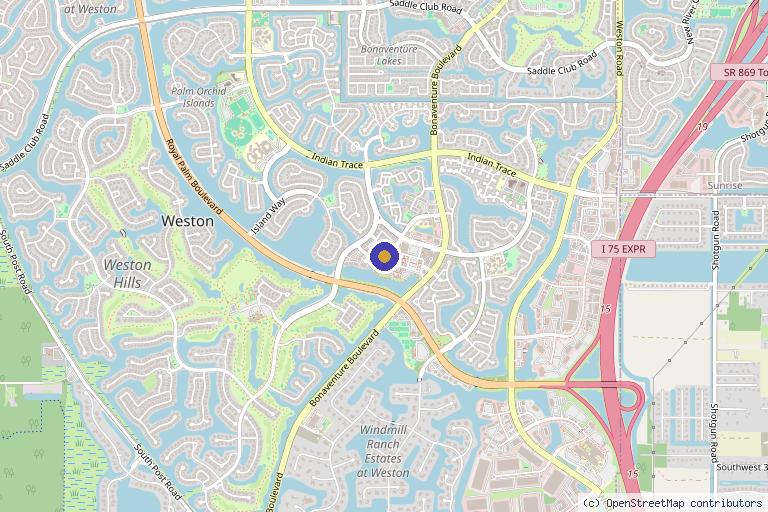 Map showing the location of Flow IV & Wellness Weston in Weston, FL