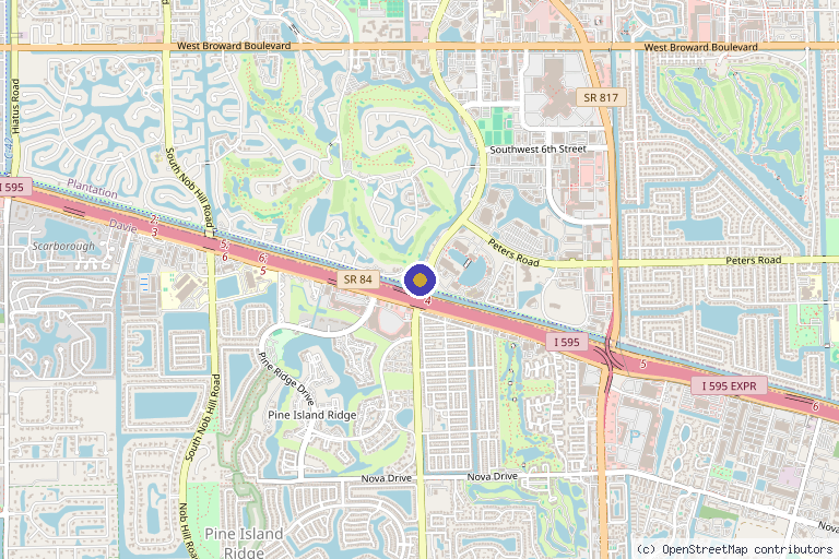 Map showing the location of Quantum Medical & Wellness Center in Plantation, FL