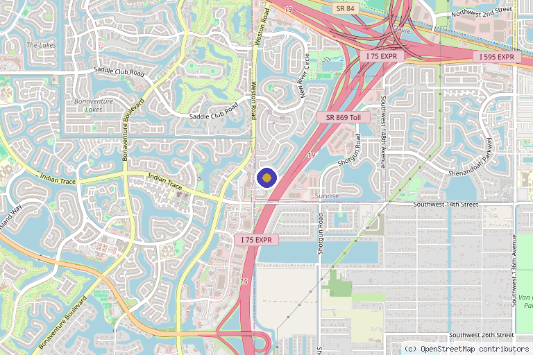 Map showing the location of Plasma Med Spa in Weston, FL
