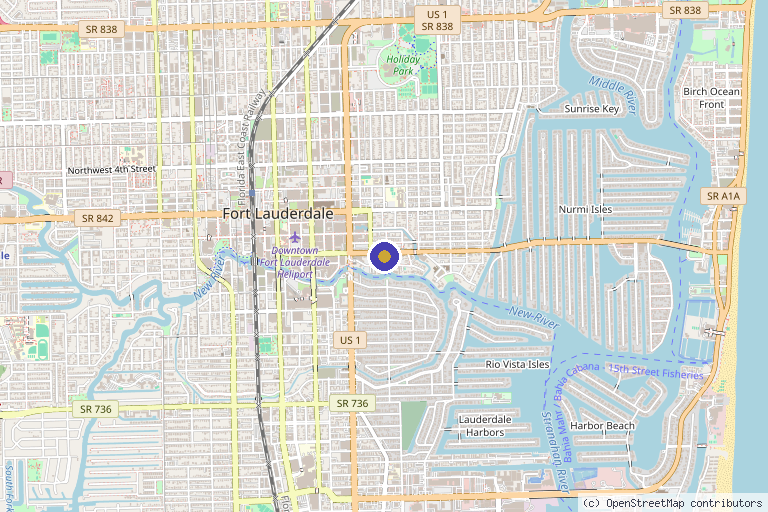 Map showing the location of Las Olas Med Spa in Fort Lauderdale, FL