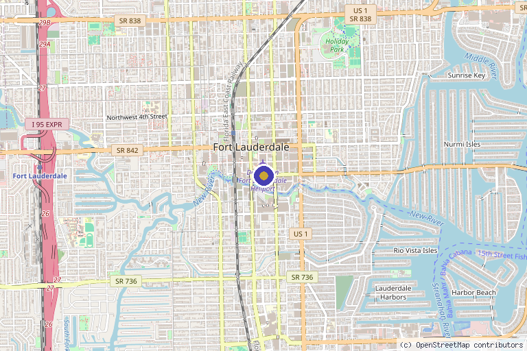 Map showing the location of BioCure Health in Fort Lauderdale, FL