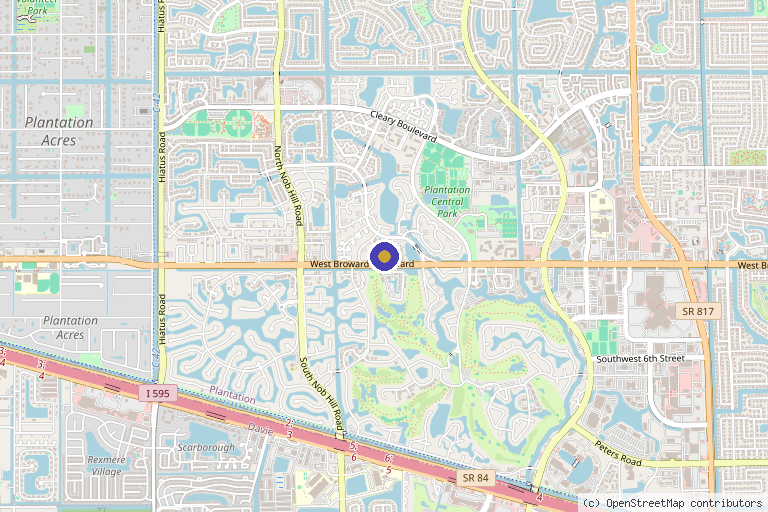 Map showing the location of Elevate Med and Aesthetics in Plantation, FL
