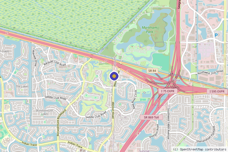 Map showing the location of Cryo 954 Wellness & Recovery Center in Weston, FL