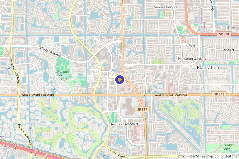 Map showing the location of Samsara Aesthetics and Wellness in Plantation, FL