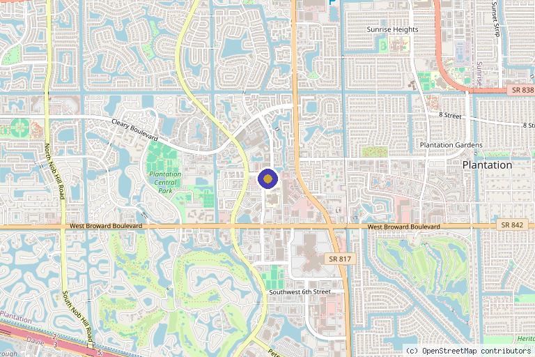 Map showing the location of The Non-Surgical Center for Physical & Sports Medicine in Plantation, FL