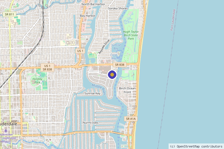 Map showing the location of Florida Men's Health Center in Fort Lauderdale, FL