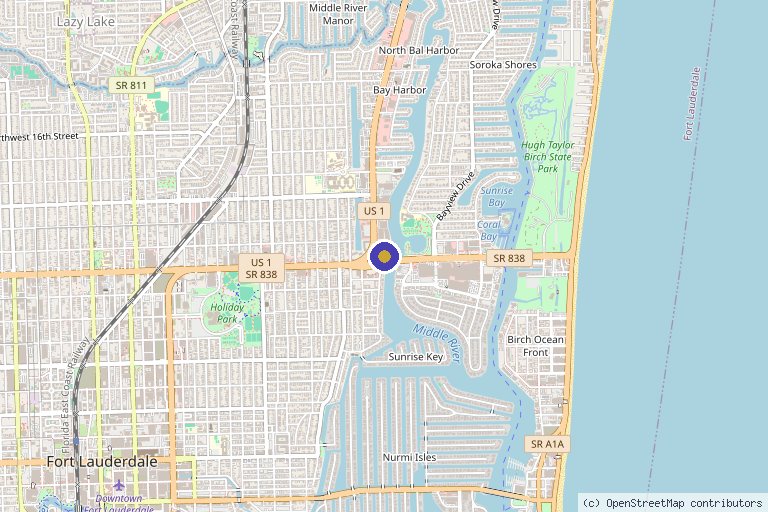 Map showing the location of Essential Aesthetics & Health in Fort Lauderdale, FL