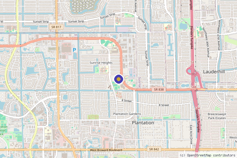 Map showing the location of Oasis Iv Med Spa in Plantation, FL