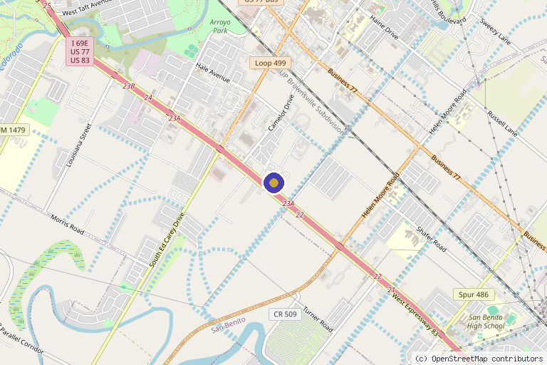 Map showing the location of Valley Aesthetics in Harlingen, TX