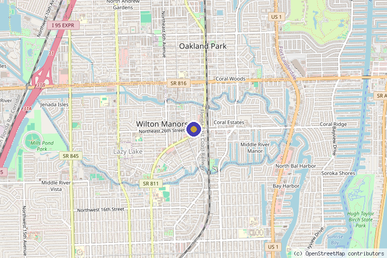 Map showing the location of Genesis Health Institute in Wilton Manors, FL