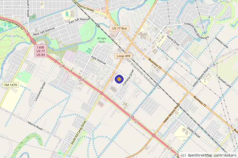 Map showing the location of S3 Medical Aesthetics & Hair Transplant Clinic in Harlingen, TX