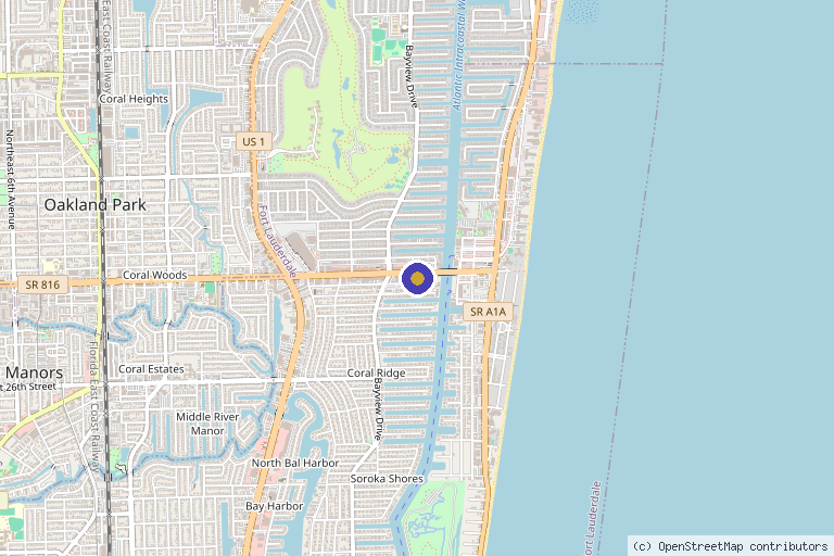 Map showing the location of Hyperbaric Medical Solutions in Fort Lauderdale, FL