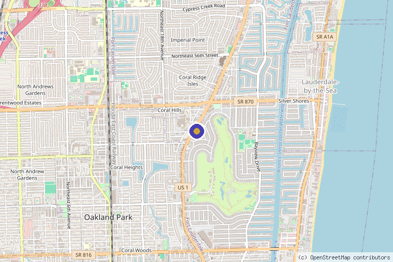 Map showing the location of Roxy Barber Acupuncture & Aesthetics in Fort Lauderdale, FL