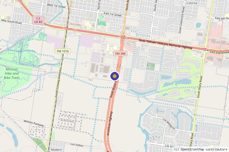 Map showing the location of Beautilase Med Spa in Mission, TX
