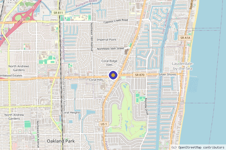 Map showing the location of Sierra Robotic Hair Restoration Institute in Fort Lauderdale, FL